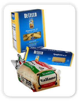 DeCecco Rigatoni, 1 lb; Schwebel’s Italian Bread, 18 oz; DeCecco Spaghetti, 1 lb. 